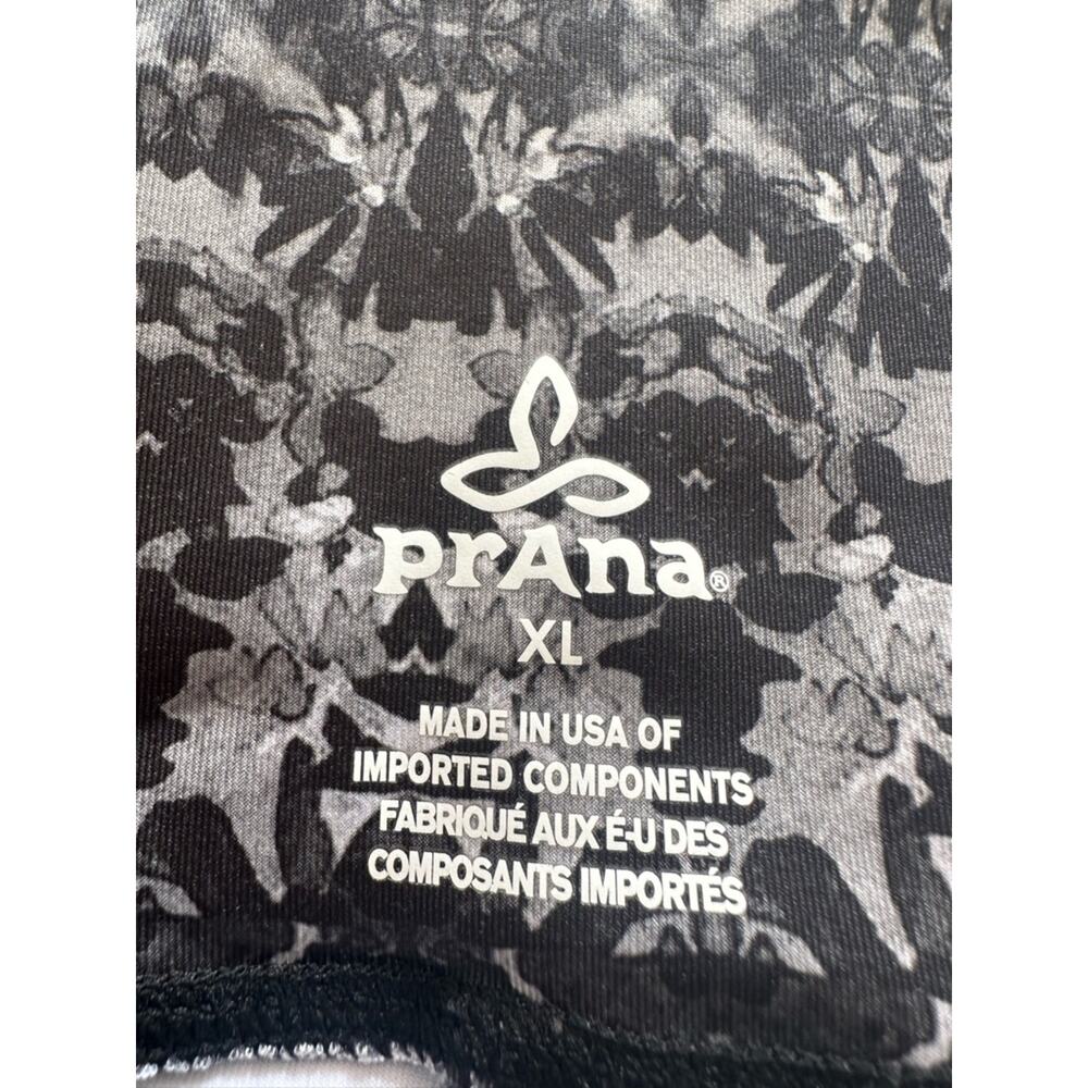 Prana Black Bike Shorts with Floral Side Panels, size XL - Picture 3 of 9